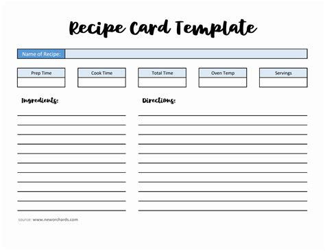 Ms Word Recipe Card Template Excel Templates