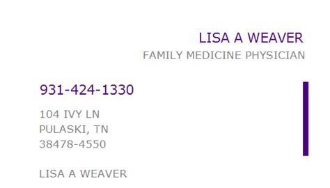 Ms. Lisa Weaver Family Medicine. Pulaski TN