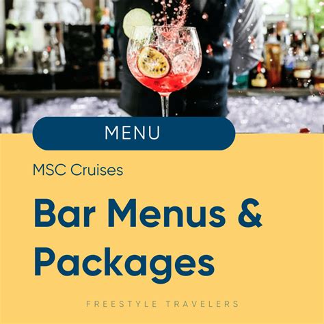 Cruise Dining Packages & Specialty Restaurants. . BOOK NOW and save up to 15%. Drink Packages. Sweets & Ice Creams. Day & Night Bars. Children's Dining. Discover MSC cruises exclusive selection of specialty restaurants and bars on board. Enjoy the best international cuisine and book your dining experience packages.. 