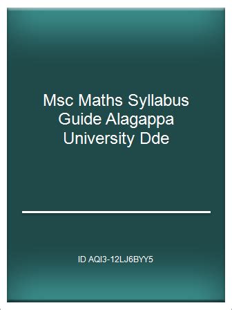 Msc maths syllabus guide alagappa university dde. - The broke ass bride s wedding guide.