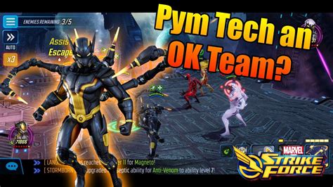 Msf pym tech team placement. New Avengers are a team specialized in War, which can prove solid in other game modes. The squad consists of two older, reworked, and three new characters. At first, his team was met with criticism because they were presented as a War Defense team, later developers backtracked and the team became a War team with solid bonuses outside of that ... 