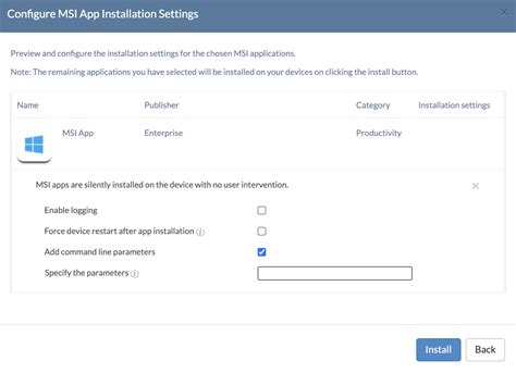 Msi Installation Parameters