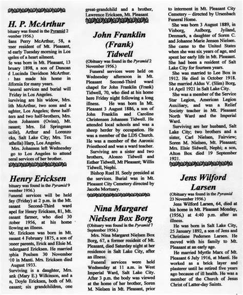 Mt pleasant journal obituaries. Feb 16, 2024. Juanita Grubbs Pennington, 96 of Harlan, Ky, passed away February 16, 2024 at St. Joes Hospital at 9:12am after a long battle with cancer with her family by her side. Born January 9, 1928 to Lewis and Joann Grubbs. She was preceded in death by her Husband, Sam Pennington; Sons, Roger Pennington and Eddie Pennington; Grandson ... 