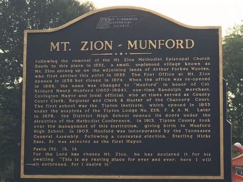 Mt. Zion — Munford Historical Marker