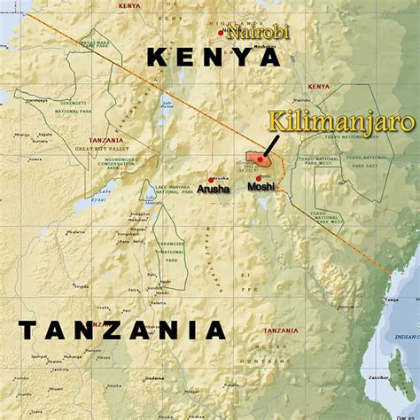 Mt. kilimanjaro map. Mount Kilimanjaro, located in Tanzania, is the highest mountain in Africa and the highest single free-standing mountain in the world, with an elevation gain of approximately 4,900 meters (16,100 feet) from its base to the summit. The mountain’s peak, known as Uhuru Peak, stands at 5,895 meters (19,341 feet) above sea level. 