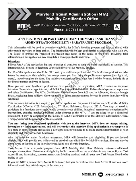 Mta Mobility Application Form Fill Out and Sign Printable PDF