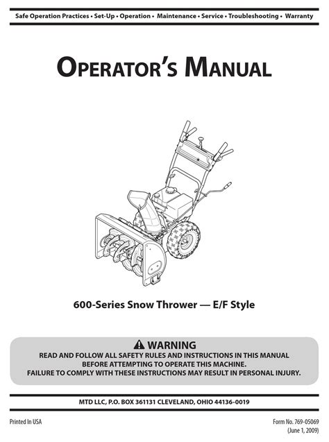 Mtd 600 series must have manual. - Videojet excel series 100 printer manual.