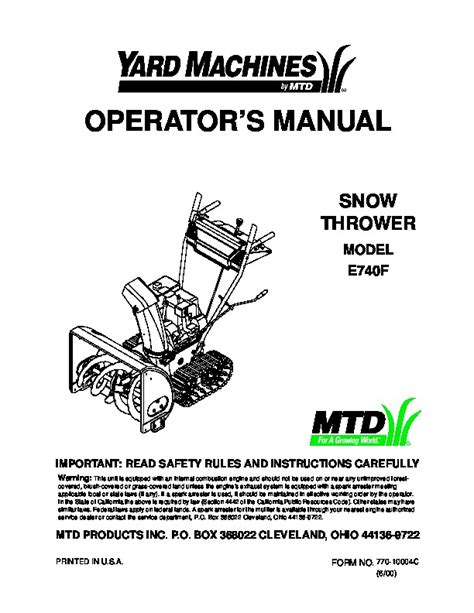 Mtd 8 26 snowblower owners manual. - La herencia landower/the landower legacy (bestseller oro).