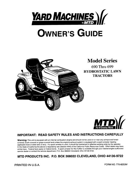 Mtd yard machines manual de servicio para tractores. - Manuali di servizio di rollant claas.