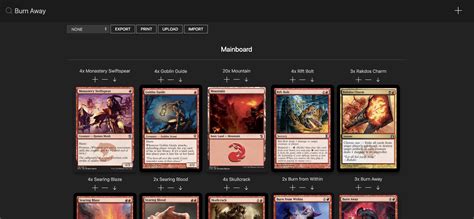 Mtg deckbuilder. Archidekt lets you build, analyze and export your Magic the Gathering decks with ease. You can search for cards, import from other sources, track your collection, playtest and compare prices from various vendors. 