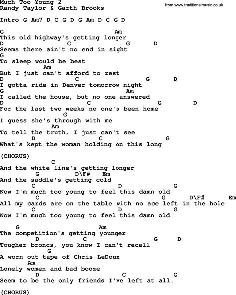 Much Too Young Chords - Garth Brooks - Cowboy Lyrics