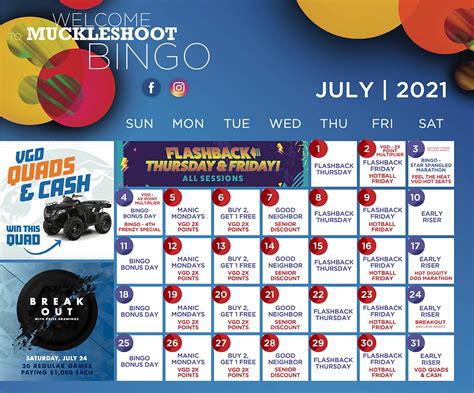 Muckleshoot Bingo Calendar 2022