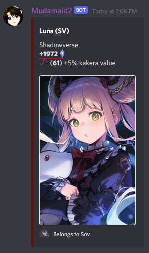 Kakera can be used to get bonuses on Mudae, such as enhanced wishlists, enhanced rolling experience or the possibility to get pins and badges. How many Waifus can you have in Mudae? She updates the bot regularly, and any users can suggest new anime characters for addition to the database.. 