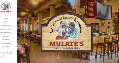 Mulates - Dec 9, 2021 · To enjoy Cajun food, join us at Mulate’s for authentic Cajun cuisine, music, and dancing. We’re located at 201 Julia Street in the Warehouse District, and laissez les bon temps rouler. For more information, call (504) 522-1492 or contact us by email at chantelle@mulates.com to inquire about accommodating large groups. 