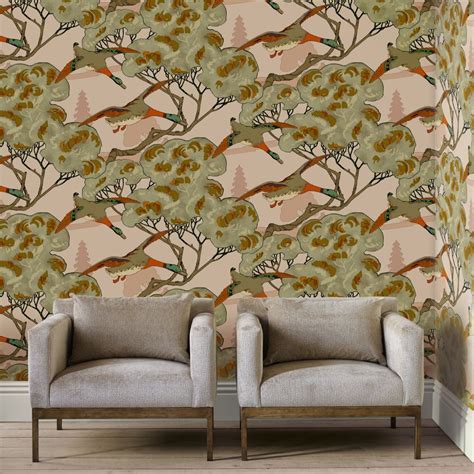 Mulberry Grand Flying Ducks Plaster Wallpaper