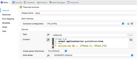 Mule dataweave csv no header. 0 write csv file with only headers Ask Question Asked 6 y...