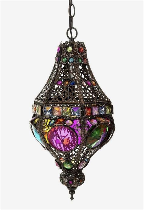 Multi Colored Glass Bohemian Accent Lamp 17 x 6 x 9 In