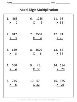 Multi Digit Multiplication And Division Worksheets Worksheets For