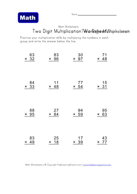 Multi Digit Multiplication Worksheets Pdf Free Printable