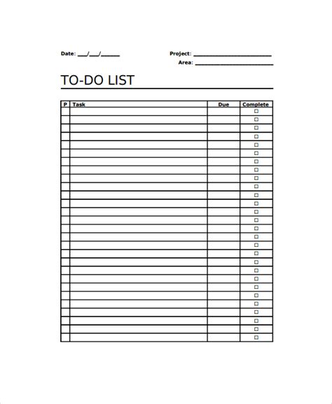 Multi Project To Do List Template List Templates List template