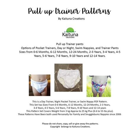 Multi sizes pull ups pattern 10 sizes in pattern set PDF Etsy