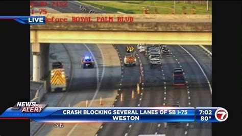 Multi-vehicle accident causes SB lane closures on I-75 in Weston