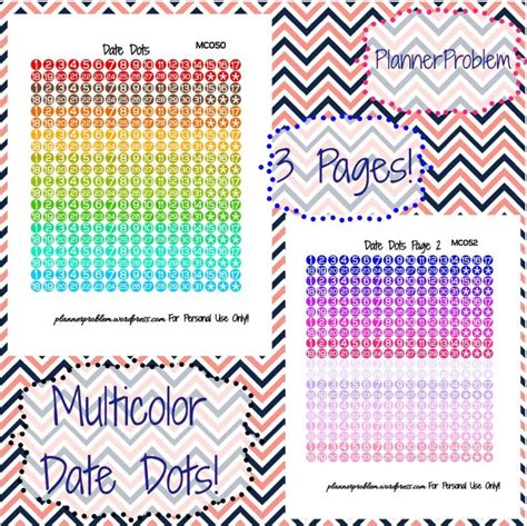 Multicolor Date Dots Free Printable Planner Stickers Plannerproblem
