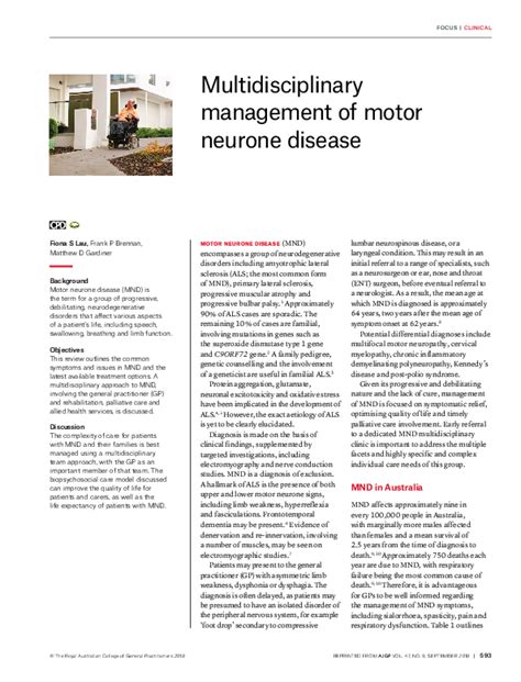 Multidisciplinary management of motor neurone disease