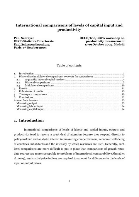 Multilateral comparison of capital and productivity - OECD