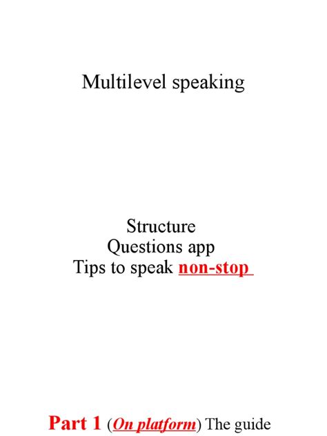 Multilevel master speaking pdf.  They keep a list of the key words and their guesses.  Multilev...