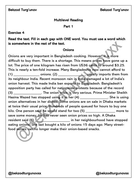 Multilevel reading test.  Where was the double helix B1/B2 Multilevel Exam Sample Tasks fo...