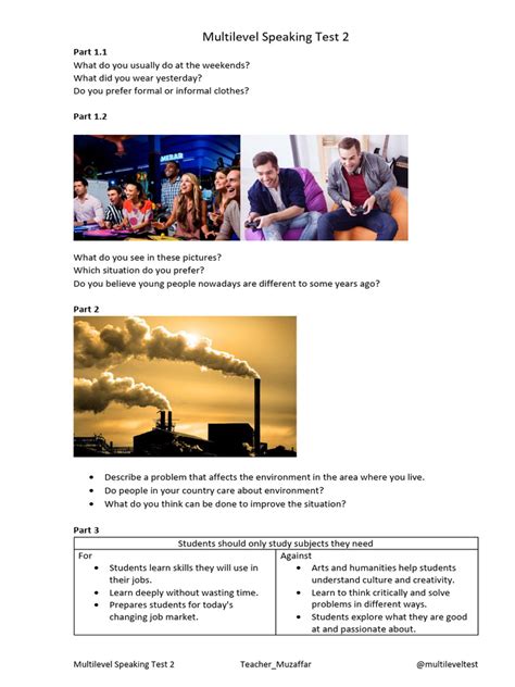 Multilevel speaking test.  Please do not worry if you are interrupted during the te...