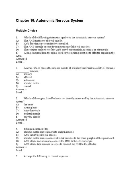 Multiple 11 Nervous Choice System Autonomic Chapter