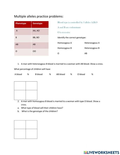 Multiple Alleles Worksheet Answer Key