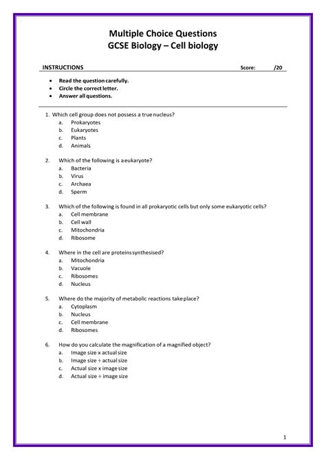 Multiple Biology Choice Human With Answers Questions