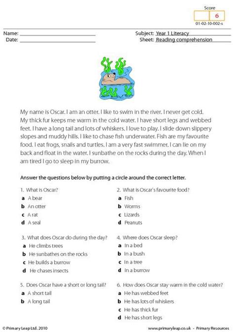 Multiple Choice Comprehension 2 Worksheet