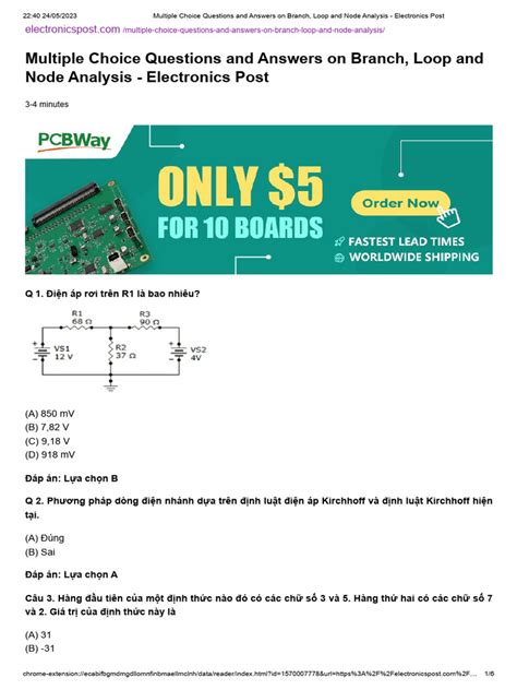 Multiple Choice Electronics Questions With Answers