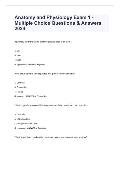 Multiple Choice Questions In Human Physiology 1