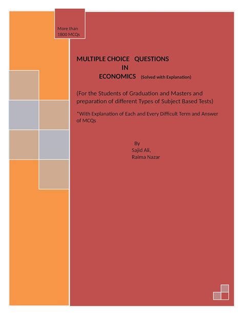 Multiple Choice Questions Of Economics With Explanation Of Each And Every Term And Answer Of Mcqs