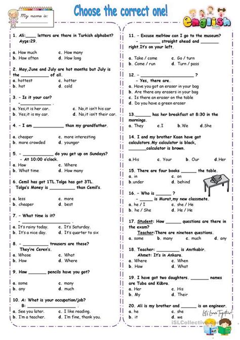 Multiple Choice Test Questions English Esl Worksheets For Distance Learning And Physical Classrooms