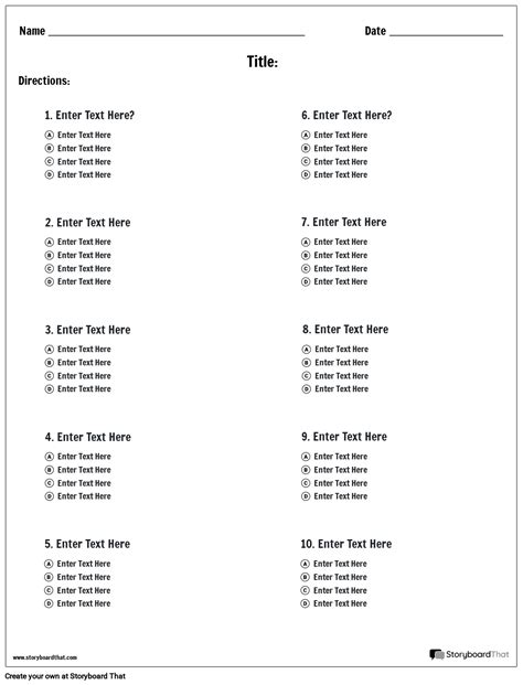 Multiple Choice Test and Quiz Template StoryboardThat