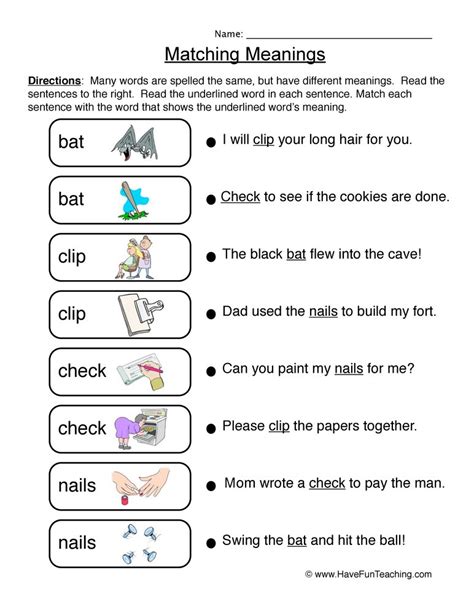 Multiple Meaning Words Exercises
