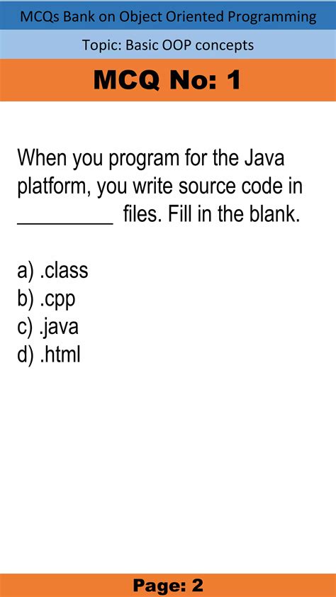 Multiple Oop Answer With Java Choice