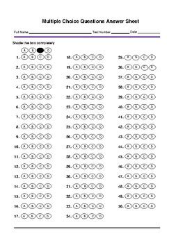 Multiple Student Answer Sheet Questions Choice