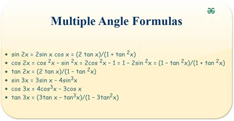 Multiple angle identities.  This formula can easily evaluate the multi...