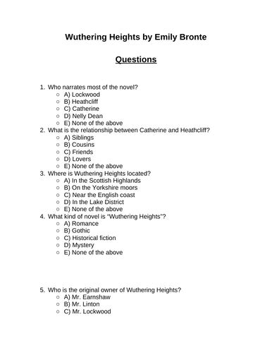 Multiple choice questions for wuthering heights. - Letting go of ed a guide to recovering from your eating disorder.