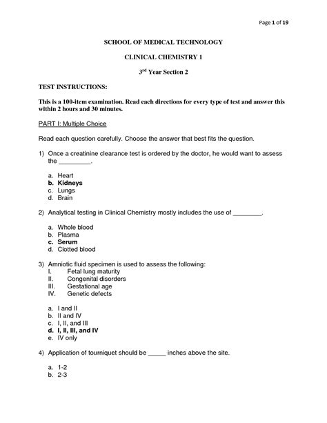 Multiple choice questions in clinical examination. - Study guide for middle school english praxis.