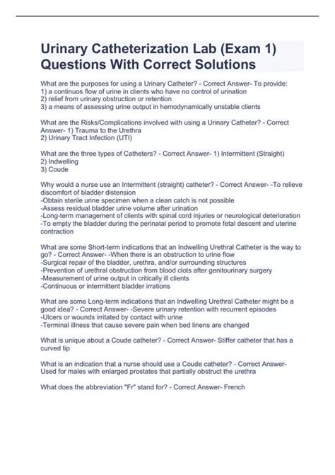 Multiple choice questions on urinary catheterization.  C) Apply pressure over the urinary blad...