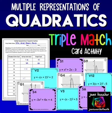 Multiple representations of functions activity.  With this Quadratic Functions Triple...