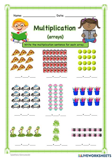 Multiplication Array Worksheets Multiplication practice, Array